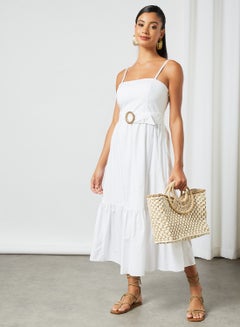 Buy Tiered Midi Dress White in Saudi Arabia