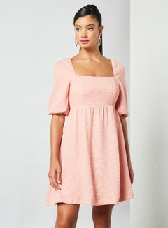 Buy Adriana Textured Dress Pink in UAE