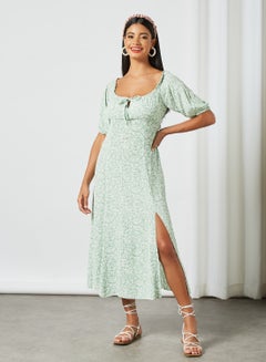 Buy Carla Floral Midi Dress Mint in Saudi Arabia