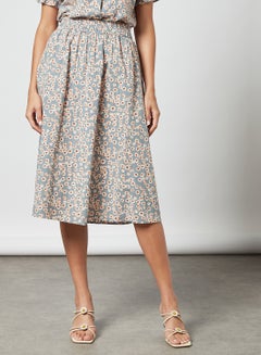 Buy Floral Print Midi Skirt Multicolour in UAE