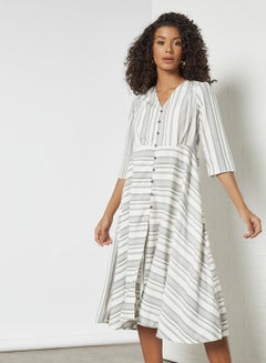 Buy Casual Striped Midi Dress Multicolour in Saudi Arabia