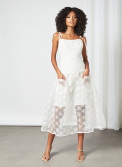 Buy Lace Midi Dress White in UAE