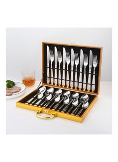 Buy 24-Piece Stainless Steel Cutlery Set Silver in UAE