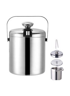 Buy 1.3L Stainless Steel Portable Ice Bucket Silver 8.9inch in UAE