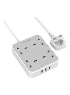 Buy Power Hub with 4 AC Outlets & 3 USB Ports White 92x224x236mm in UAE