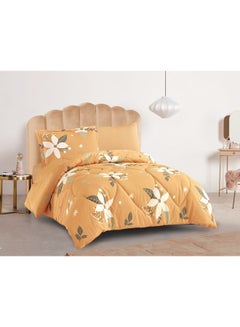 Buy 4-Piece Dual Face Single Comforter Set cotton Yellow 170x225cm in Saudi Arabia