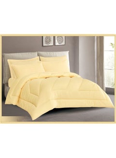 اشتري 4-Piece Hotel Single Comforter Set بوليستر Yellow 170x230سم في السعودية