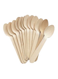 Buy 50-Pieces Disposable Wooden Spoon Beige 18grams in UAE