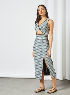 Buy Checkered Cut-Out Detail Dress Multicolour in Saudi Arabia