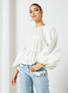 Buy Balloon Sleeve Top White in UAE