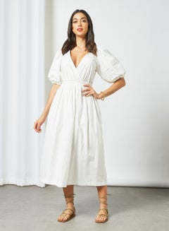 Buy Cut-Out Detail A-Line Dress White in UAE