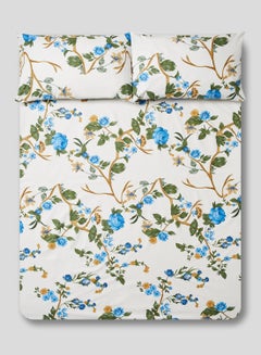 Buy 3-Piece Queen Size Printed Bedsheet Set Cotton Multicolour 180x200x25cm in UAE
