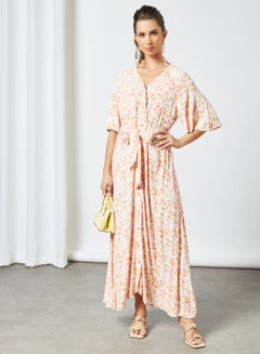 Buy Floral Print Shirt Dress Multicolour in Saudi Arabia