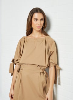 Buy Tie Sleeve Top Brown in Egypt