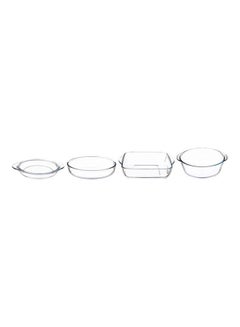 Buy Borcam Multi-Shapes Glass Cookware Set, 4 Pieces Clear in UAE