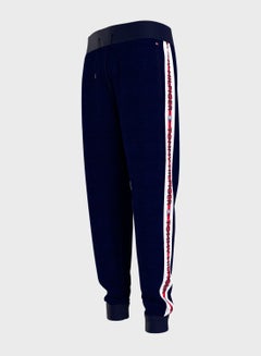 Buy Logo Printed Stripe Cuffed Sweatpants Navy Blue in UAE