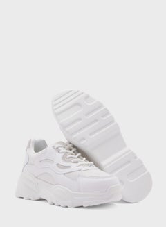 Buy Metallic Trim Casual Sneakers White in UAE