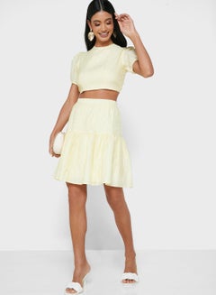 Buy Pleated Mini Skirt Yellow in Saudi Arabia