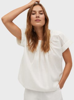 Buy Roll Sleeve Top White in UAE