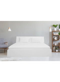 Buy 3-Piece Anti Microbial Fitted Sheet Set Cotton White 200x200cm in UAE