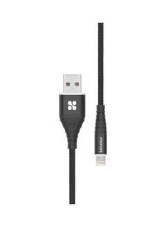 Buy Fabric Braided USB to Lightning Connector Cable 2.4A Fast Charging Black in UAE