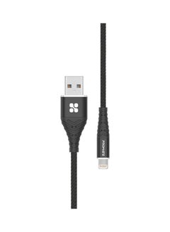 Buy Fabric Braided USB to Lightning Connector Cable 2.4A Fast Charging Black in Saudi Arabia