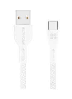 Buy High Tensile Strength Braided USB-A 2.0 to USB-C Data & Charge Anti-Break TPE with Braiding Effect White in Egypt