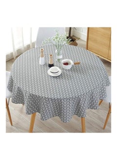 Buy Round Stripe Table Cover Grey/White 150cm in UAE