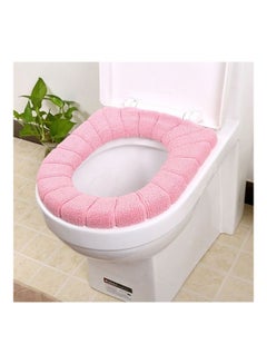 Buy Universal Soft and Fluffy Toilet Seat Cover Pink 31x5x4.5cm in Egypt