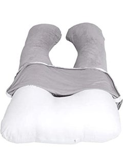 اشتري غطاء وسادة مناسب لفترة الحمل على شكل حرف U مخمل رمادي 130X70سم في السعودية