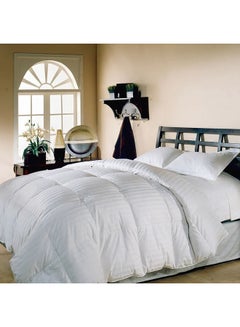 Buy Classic Cotton Stripe Duvet Insert- King Size With 2 Pillows Cotton White in UAE