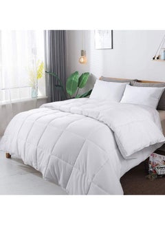 Buy 3-Piece Duvet Insert Quilted Plain Double Size with 2 Pillow Cotton White in Saudi Arabia