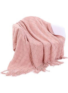 Buy Tassel Design Soft Blanket Keep Warm Cotton Pink 127 x 172cm in Saudi Arabia