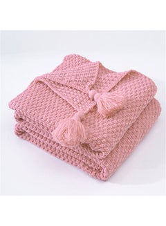 Buy Tassel Design Warm Blanket polyester Pink 130x170cm in Saudi Arabia