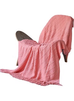 Buy Knitted Soft Warm Blanket Cotton Rose Red 127x172cm in UAE
