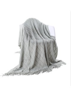 Buy Tassel Design Soft Blanket Keep Warm Cotton Light Grey 127 x 172cm in Saudi Arabia