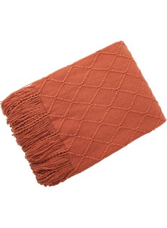 Buy Tassel Design Soft Blanket Keep Warm Cotton Orange 127 x 172cm in UAE
