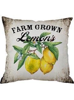 Buy Farm Grown Lemons Printed Cushion Cover White/Yellow/Green 44.5cm in Saudi Arabia