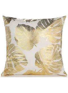 Buy Decorative Pillow And Cover Set Gold/White 45x45cm in UAE