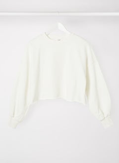 Buy Cropped Sweatshirt White in Saudi Arabia