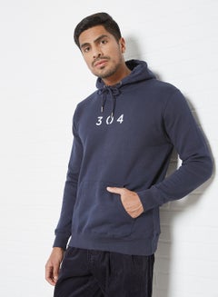 Buy Core Logo Print Hoodie Navy in UAE