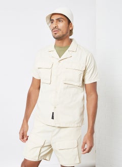 Buy 3D Pocket Detail Shirt Off-White in Saudi Arabia