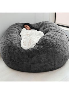 Buy Home Sponge Bed Bean Bag Chair Cover Grey in Saudi Arabia