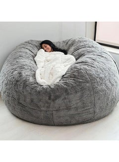 Buy Home Sponge Bed Bean Bag Chair Cover Grey in UAE