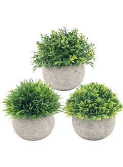 Buy 3-Piece Artificial Plants Set Grey/Green in UAE