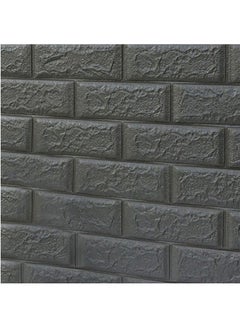 اشتري 3D Brick Wallpaper Pe Foam Self-Adhesive Wall Sticker Dark Grey 70 x 77cm في مصر