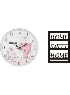 اشتري B903 ساعة حائط خشبية بعقارب دائرية مع لوحة خشبية تحمل عبارة "Home Sweet Home" متعدد الألوان 40سم في مصر