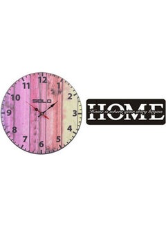 Buy B4245 Wooden Round Analog Wall Clock With Home Wooden Tableau Multicolour 40cm in Egypt