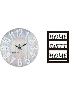 اشتري B503 ساعة حائط خشبية بعقارب دائرية مع لوحة خشبية تحمل عبارة "Home Sweet Home" متعدد الألوان 40سم في مصر