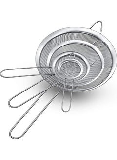 Buy Set Of 4 Premium Quality Fine Mesh Strainer Silver in UAE